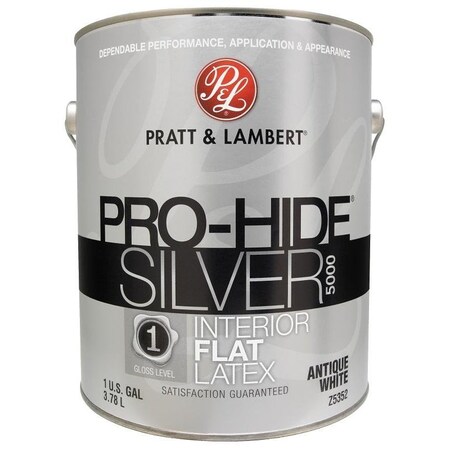 Pratt & Lambert ProHide Silver 5000 Z5300 Interior Paint, Flat, Antique White, 1 gal 0000Z5352-16